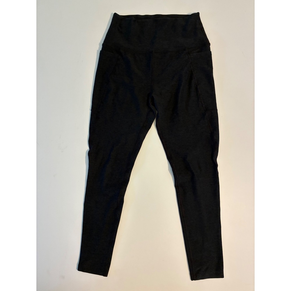Beyond‎ Yoga Womens Mediun High Waisted Spacedye Leggings Heather Black Pockets